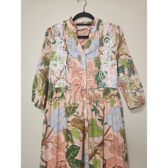 Soft Surroundings Bellicia Embroidered Midi Dress‎ Womens Size XS - Picture 4 of 7